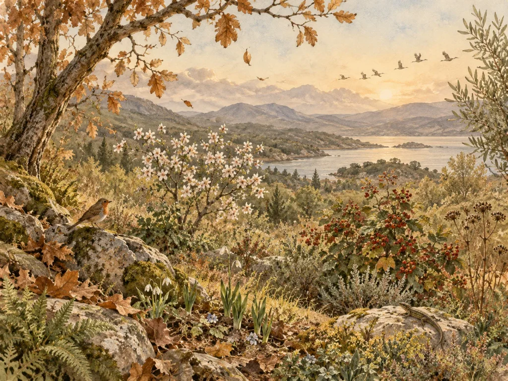 ritmos diferentes de la naturaleza: un castaño no florece al mismo tiempo de un almendro