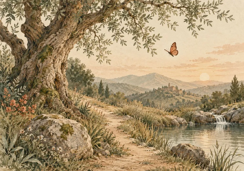 dibujo de un camino con mariposa