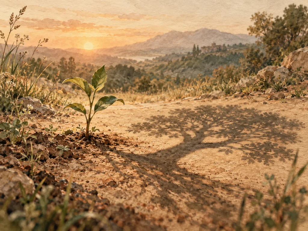 dibujo: la sombra de una planta que parece un árbol representando lo que será